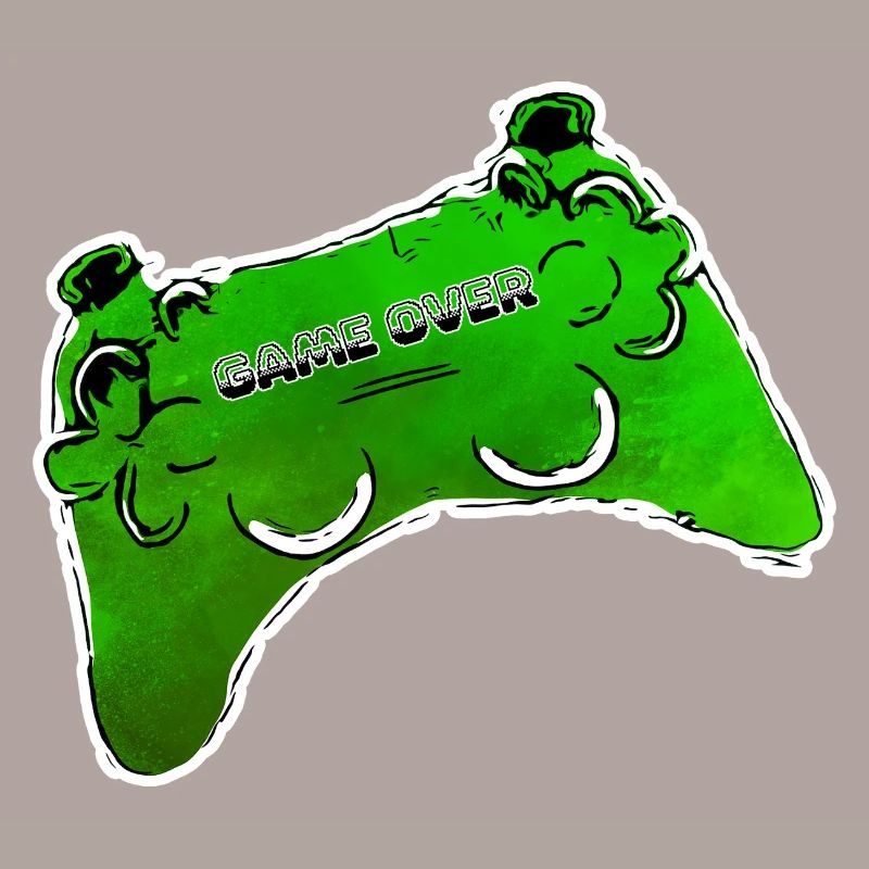 green comic controller with text GAME OVER