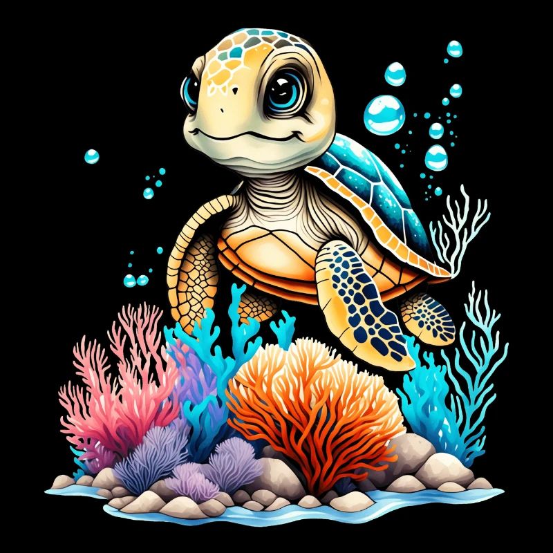 Vibrant Underwater Turtle Scene