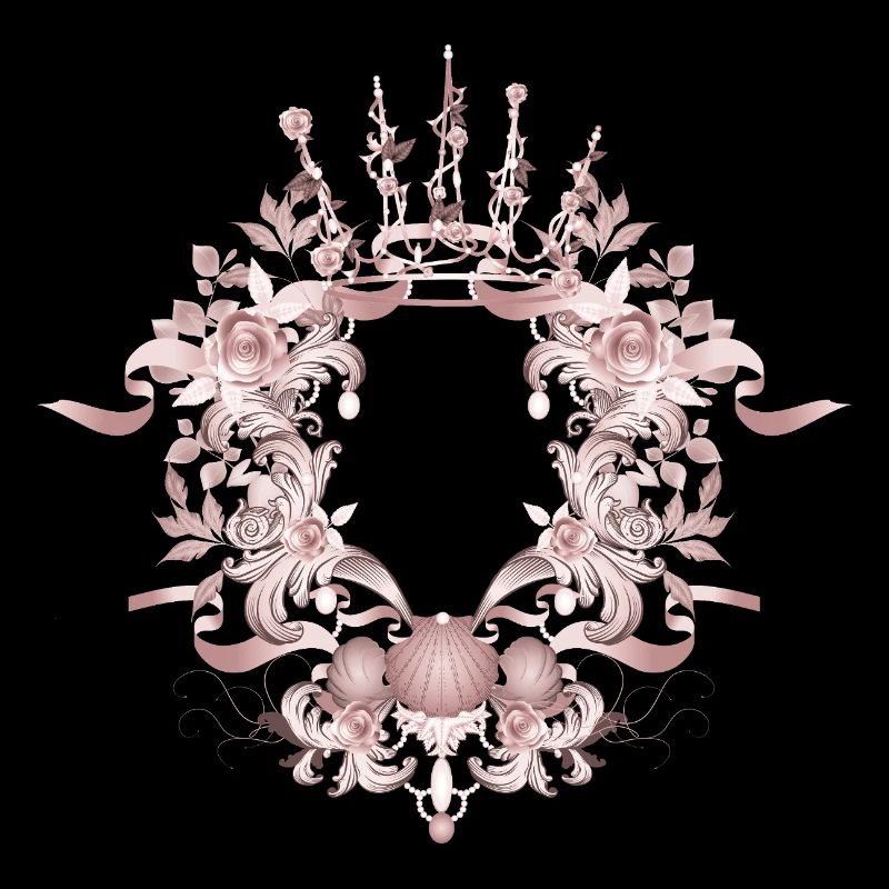 Pink Baroque Frame with Crown & Floral Ornaments