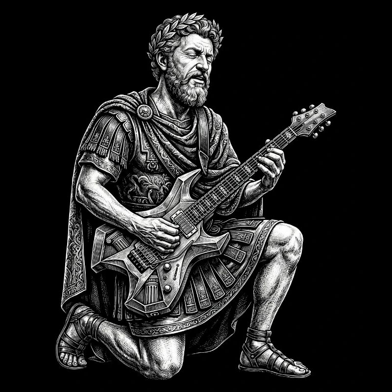 Marcus Aurelius joue de la guitare