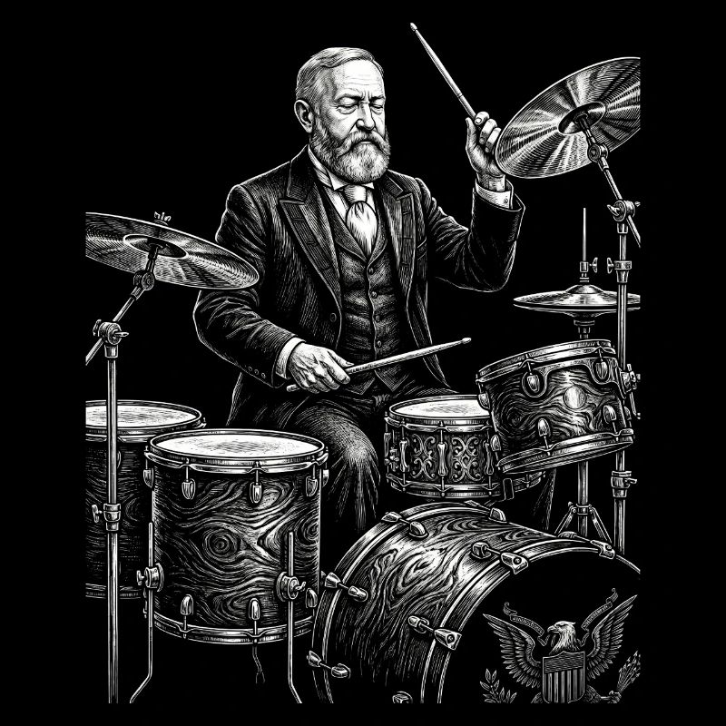 Benjamin Harrison joue de la batterie
