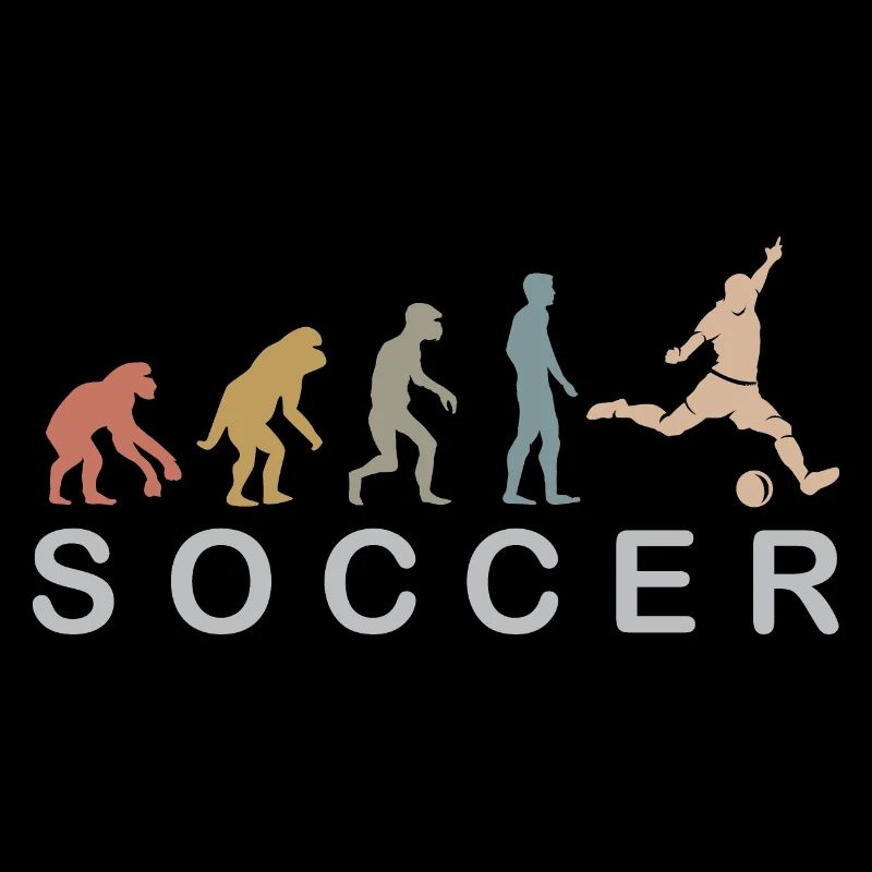 Fußball Evolution retro Farben Fußballer Symbol