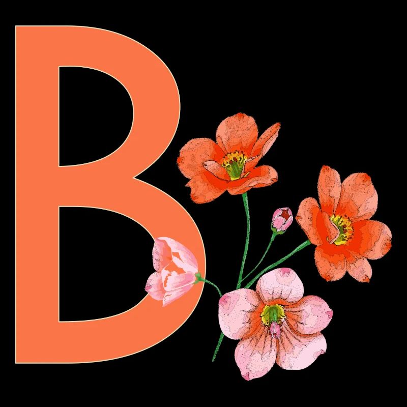B avec des fleurs