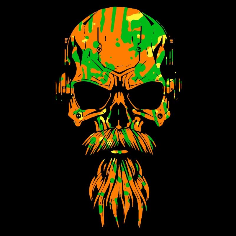 Awesome Skull With Beard