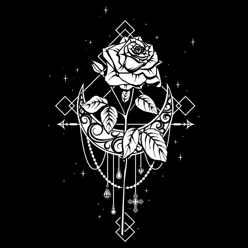 Occult Moon Rose Gothic Witch Wicca