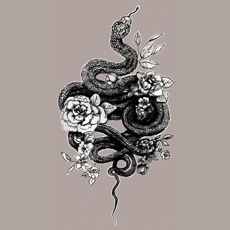 Serpent - Ball Python - Retro Tattoo Look