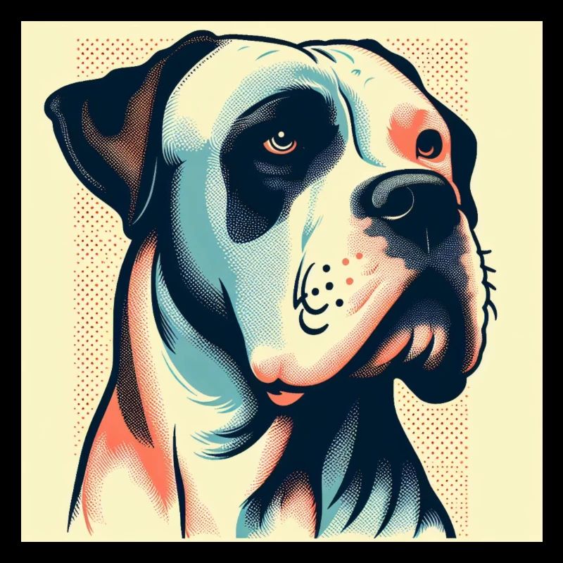 Dogue Argentin dans le Style Risographie