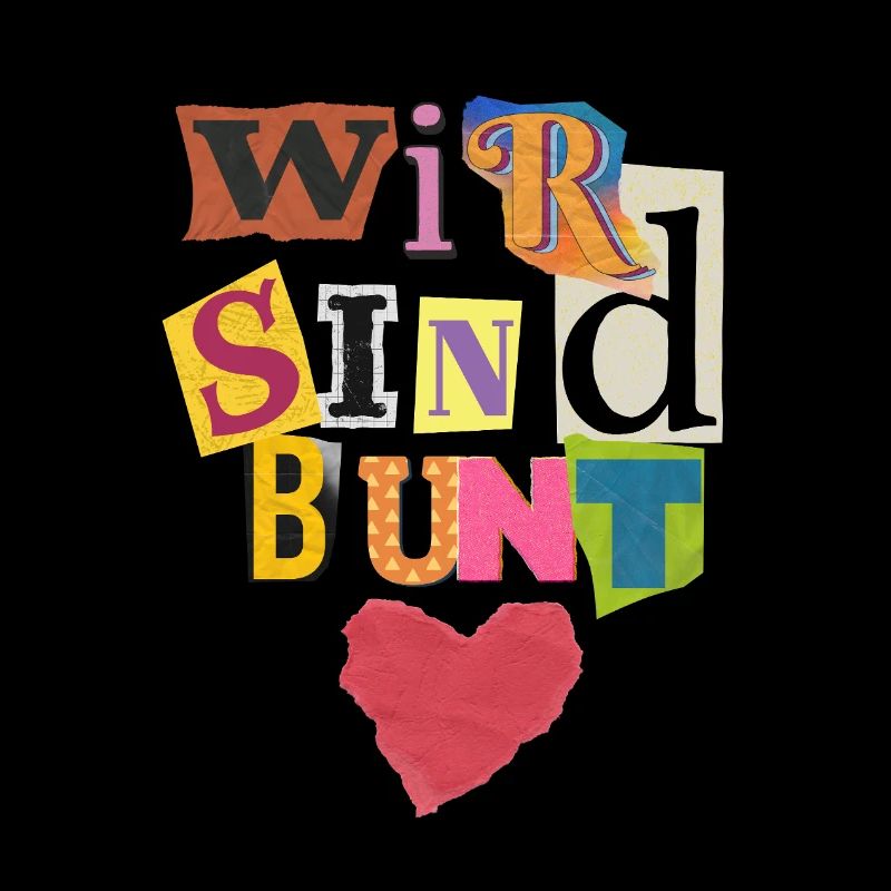 Wir sind bunt Collage Herz