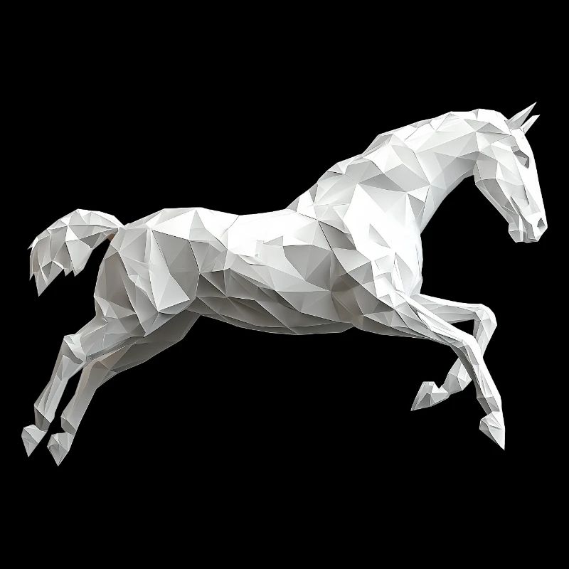 Cheval blanc Low Poly Logo Art Design Moule