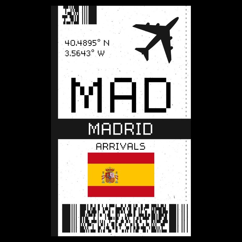 Madrid, Spain Boarding Pass - MAD Flight Ticket