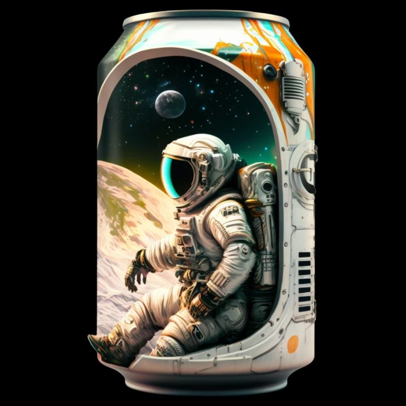 Cool beer can with astronaut
