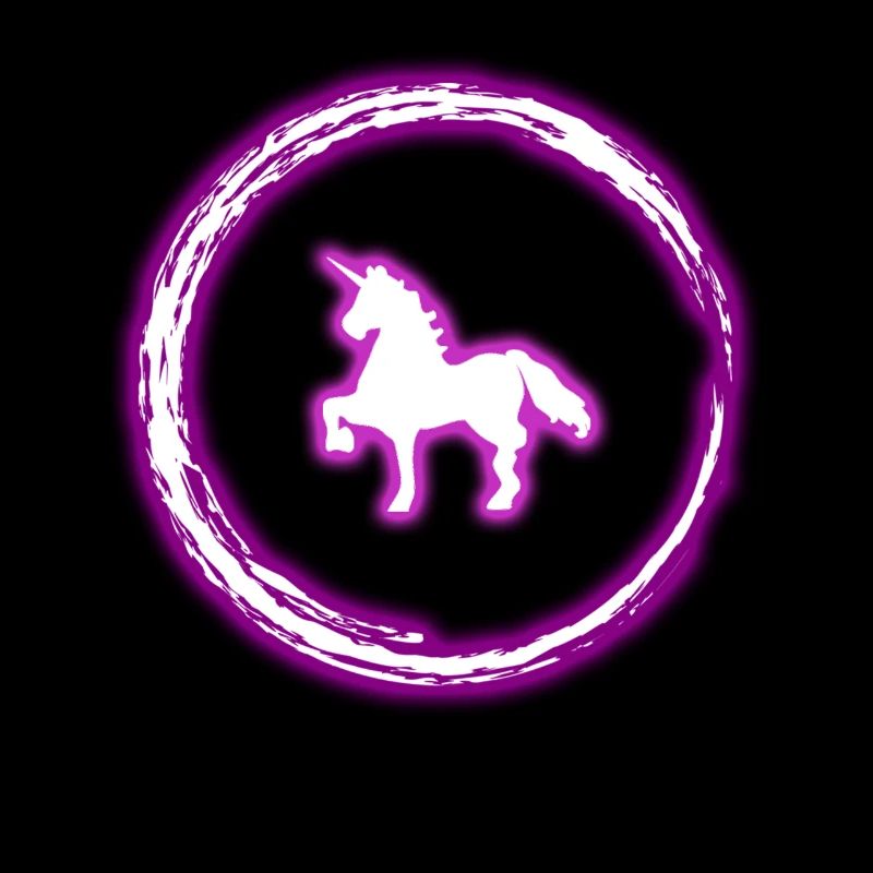Glow Circle Pink Unicorn Neon Glowing Effect Retro