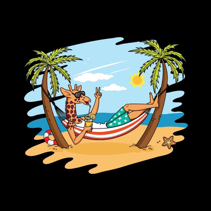 Drôle de girafe sur le cadeau de vacances d'été de plage
