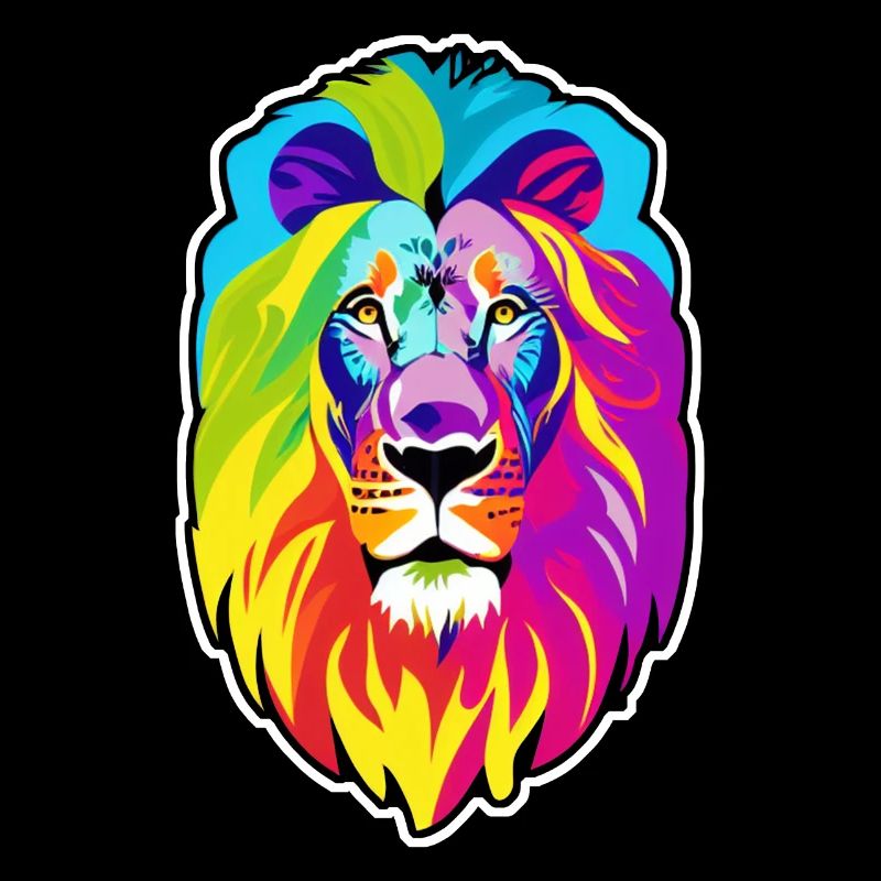 Tete de lion multicolore