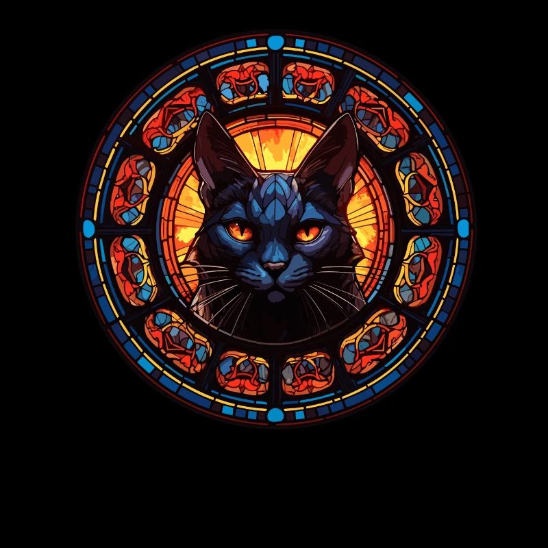 Art du vitrail - Chat coloré élégant