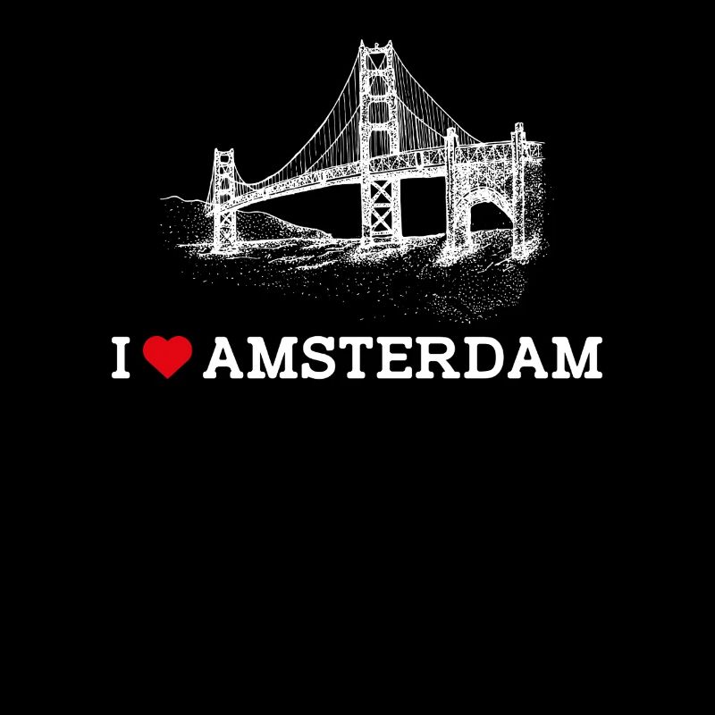 J’aime Amsterdam Golden Gate Bridge Coeur Drapeau Jeu de mots