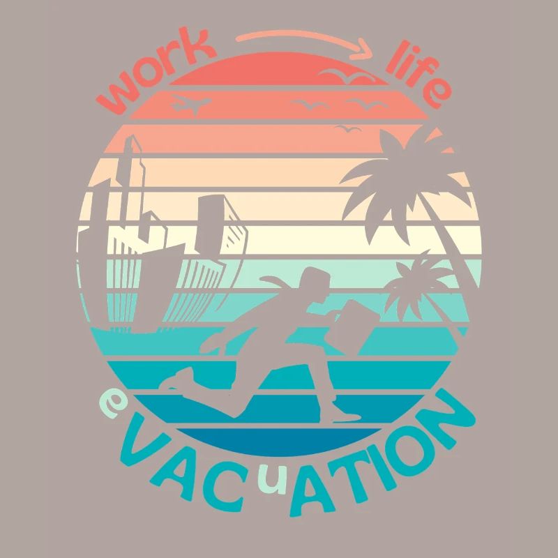 Retro Sunset Style Evakuierung oder Arbeit ins Paradies