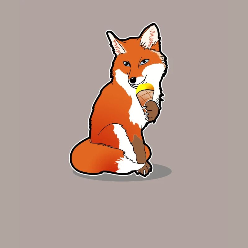 Fuchs mit Eis Comic Sommer Cartoon Geschenk