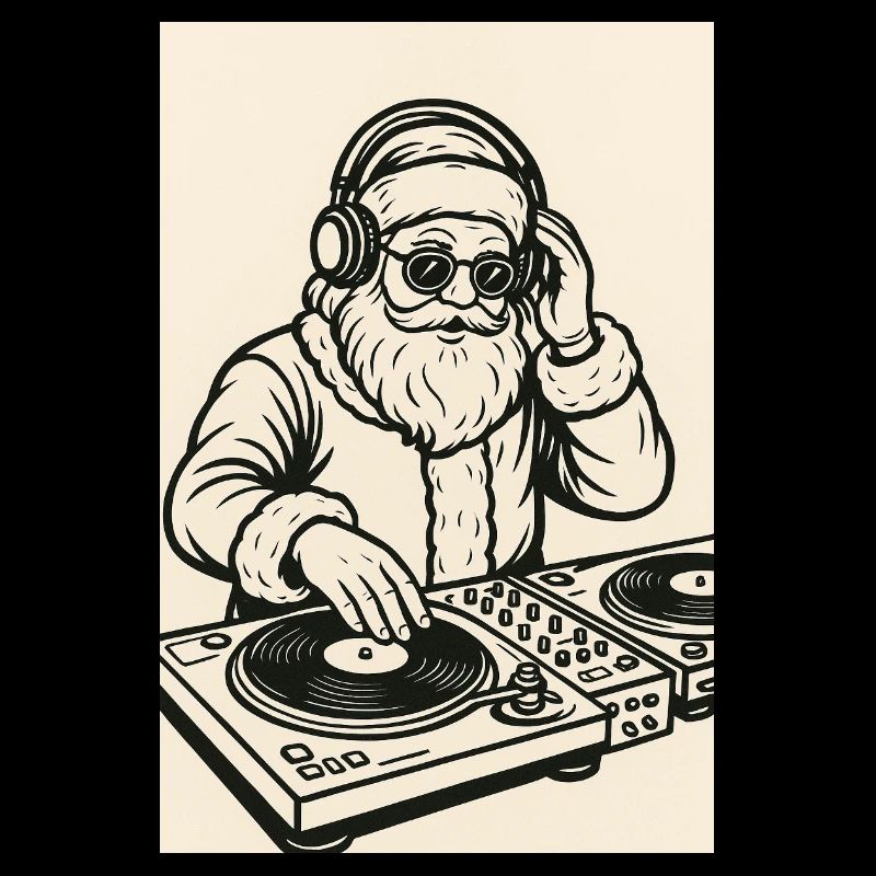 Weihnachtsmann-DJ auf Plattenspielern