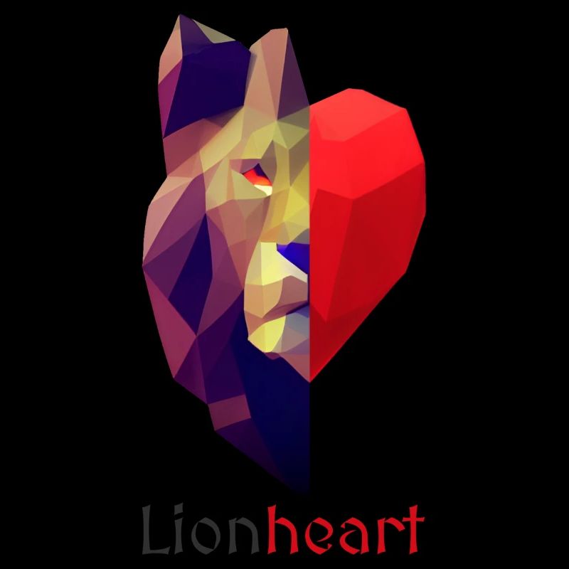 Low Polygon Design Löwe Herz Tierkopf Valentinstag