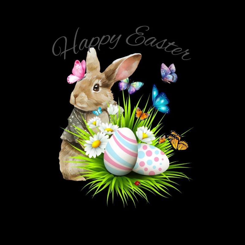 Easter basket with Easter bunny and butterflies
