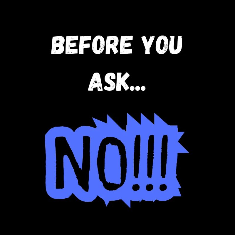 Before You Ask... NO!!! - Lustiges Statement