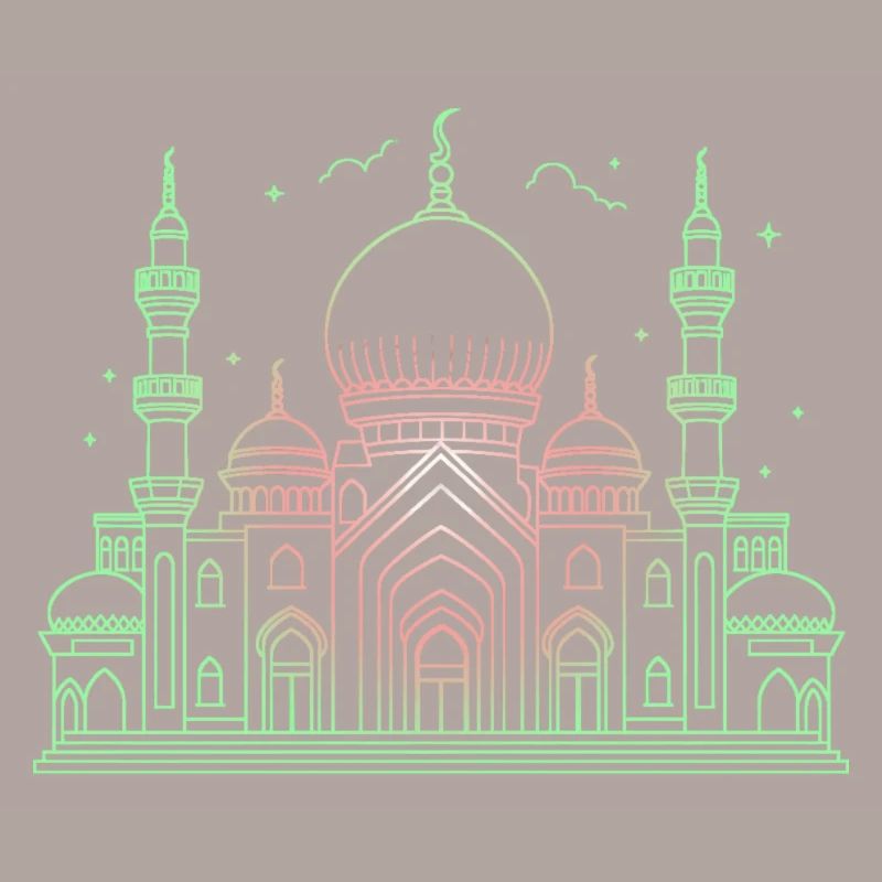 Moschee Stern Halbmond stilisiert grün oder schwarz
