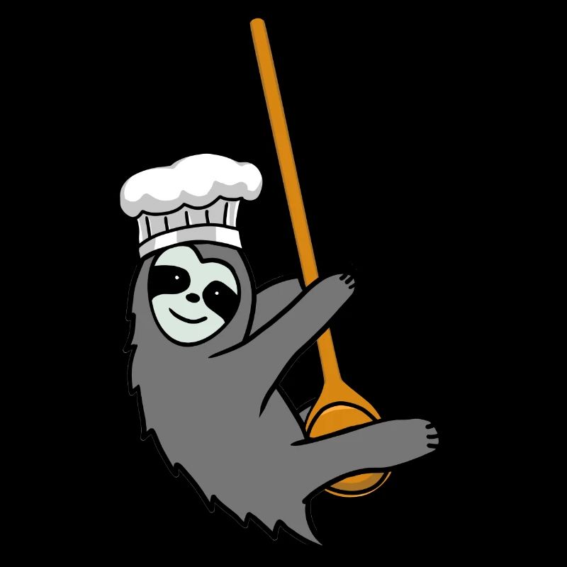 Industrious sloth kitchen cooking cooking spoon hobby chef