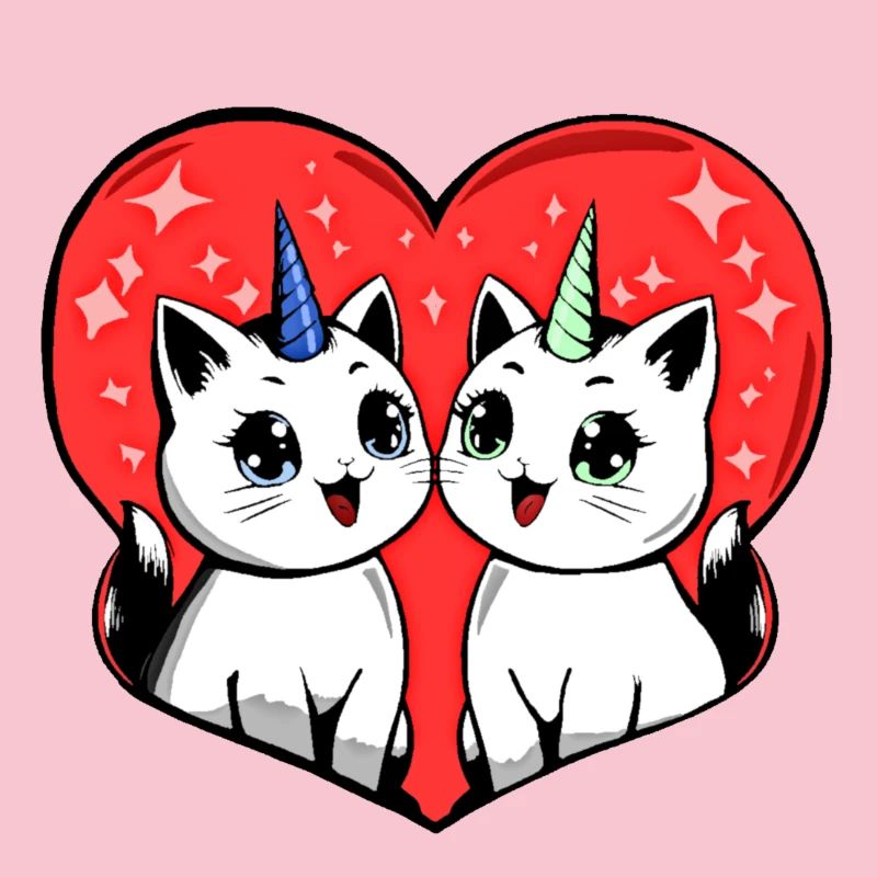 chat licorne de saint-valentin