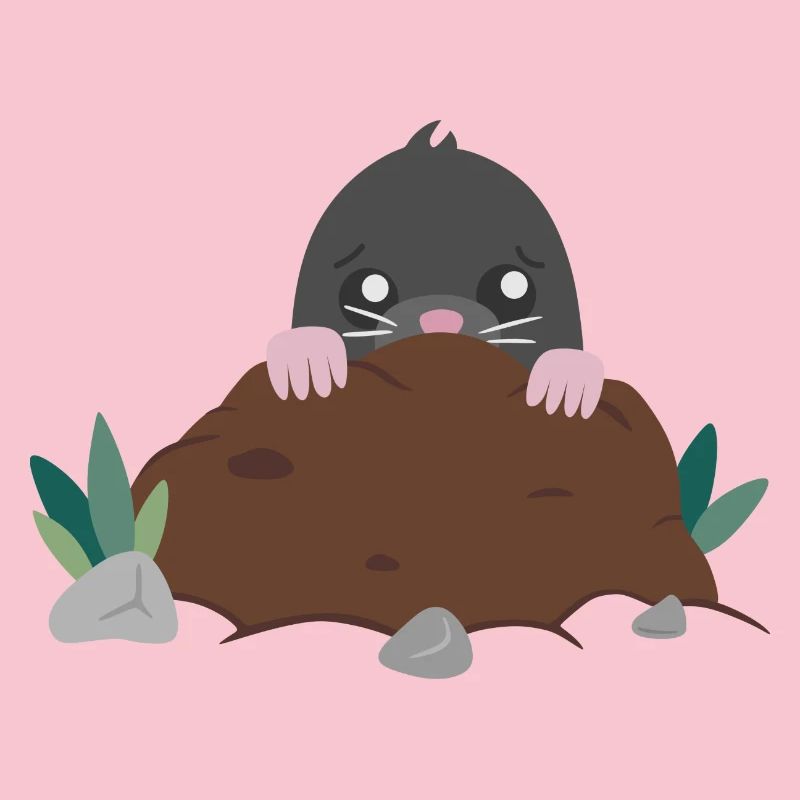 Mole anxieux regarde par molehill
