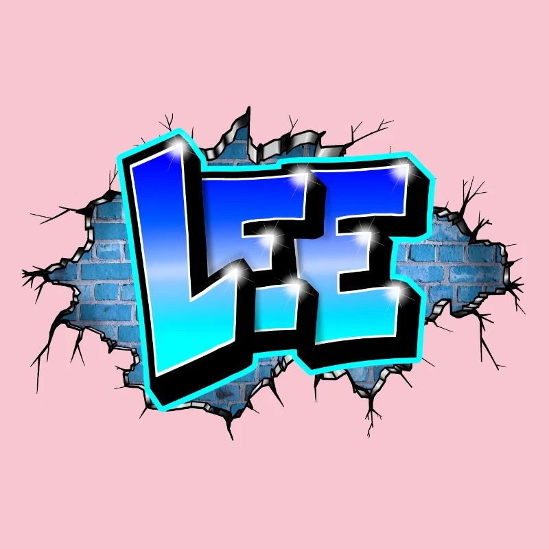 Graffiti LEE Blue Brick Risse