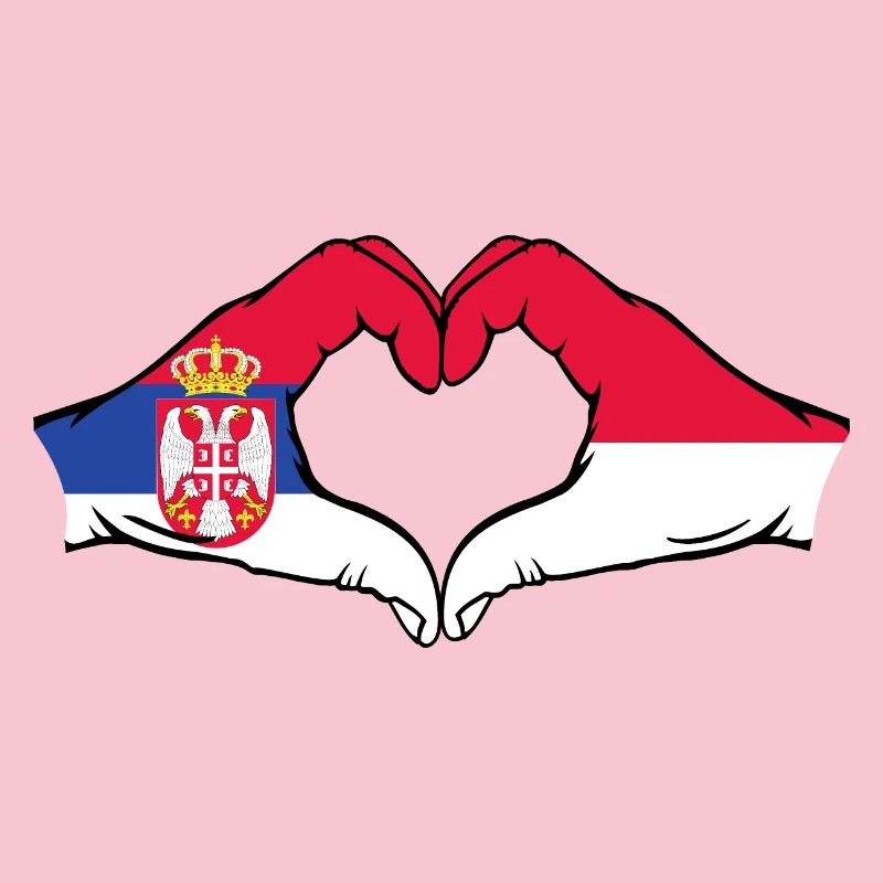 Serbie Indonésie Drapeau Mains Coeur
