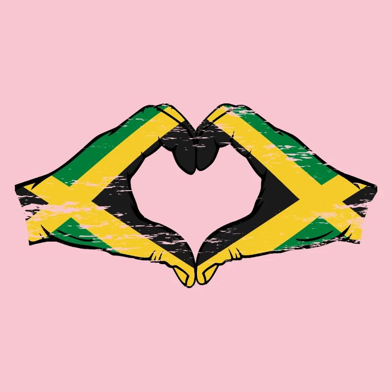 Drapeau de la Jamaïque mains forme de coeur utilisé