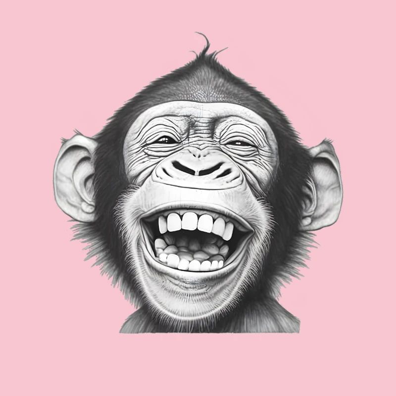 Singe Rieur Noir & Blanc