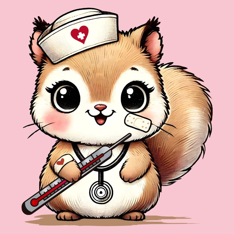 Bezauberndes Eichhörnchen als Krankenschwester