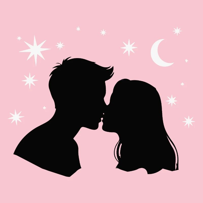 Silhouette de baiser au clair de lune