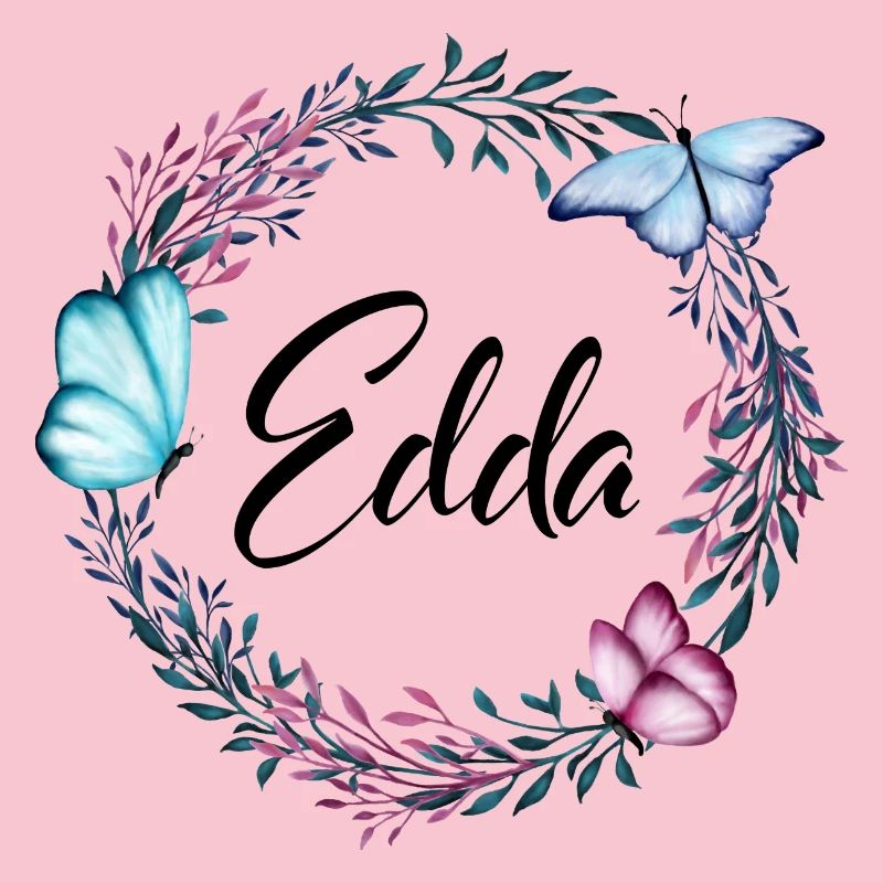 Edda, nom, lettrage, couronne de fleurs, cadeau