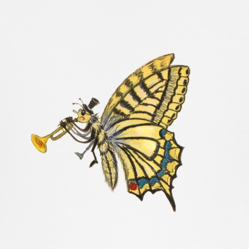 Schmetterling mit schwarzem Logo - KlingBim - Baby Bio-T-Shirt