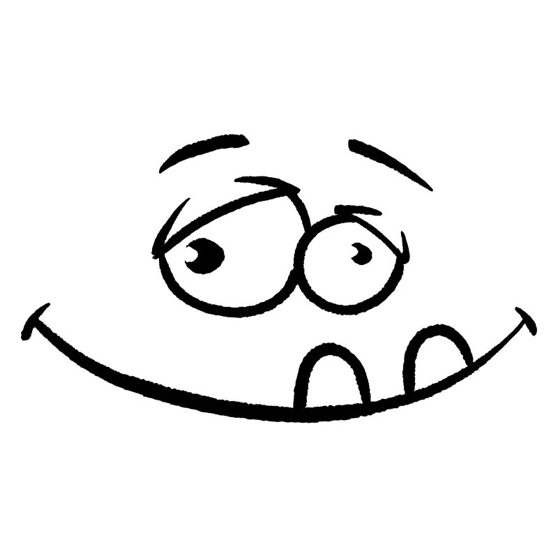 Funny Cartoon Face Satisfied