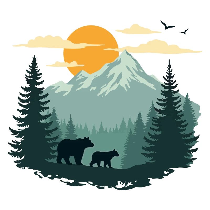 Paysage forestier et ours