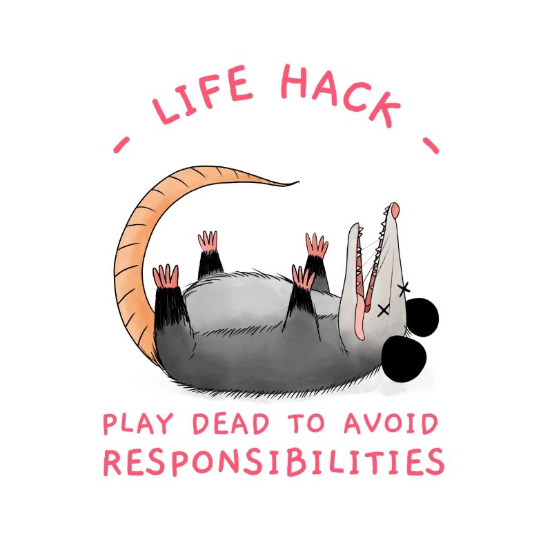 Play Dead To Avoid Responsibilities, Funny Opossum