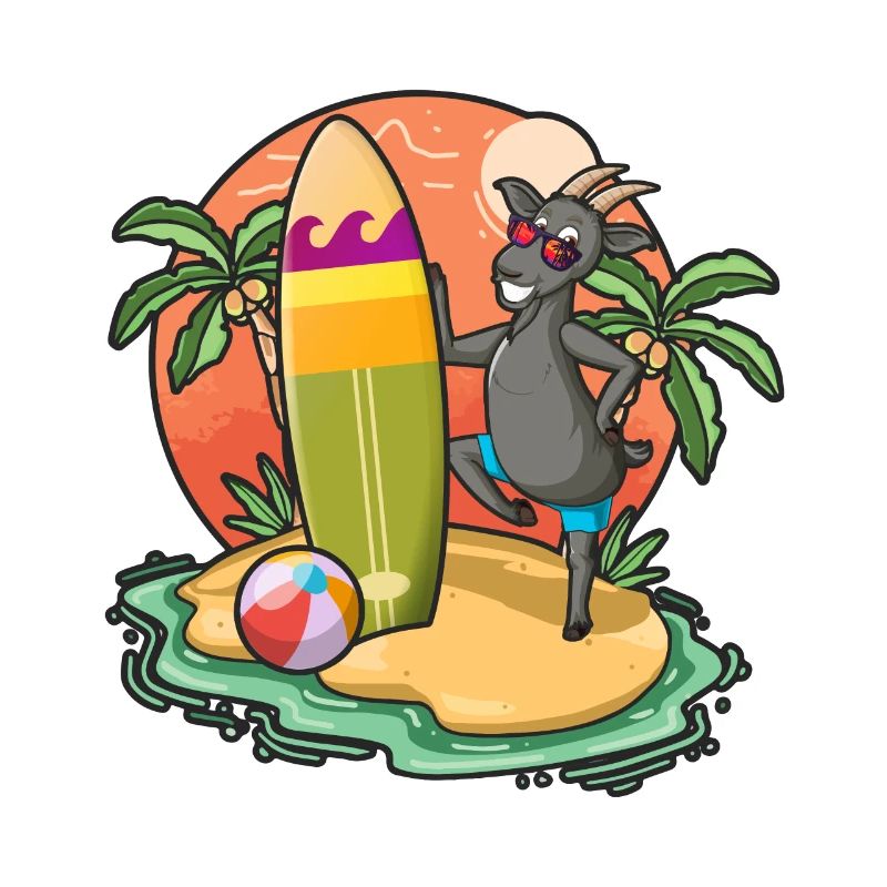 Drôle de chèvre Surf Lovers Cool Planche de surf Jeu de mots