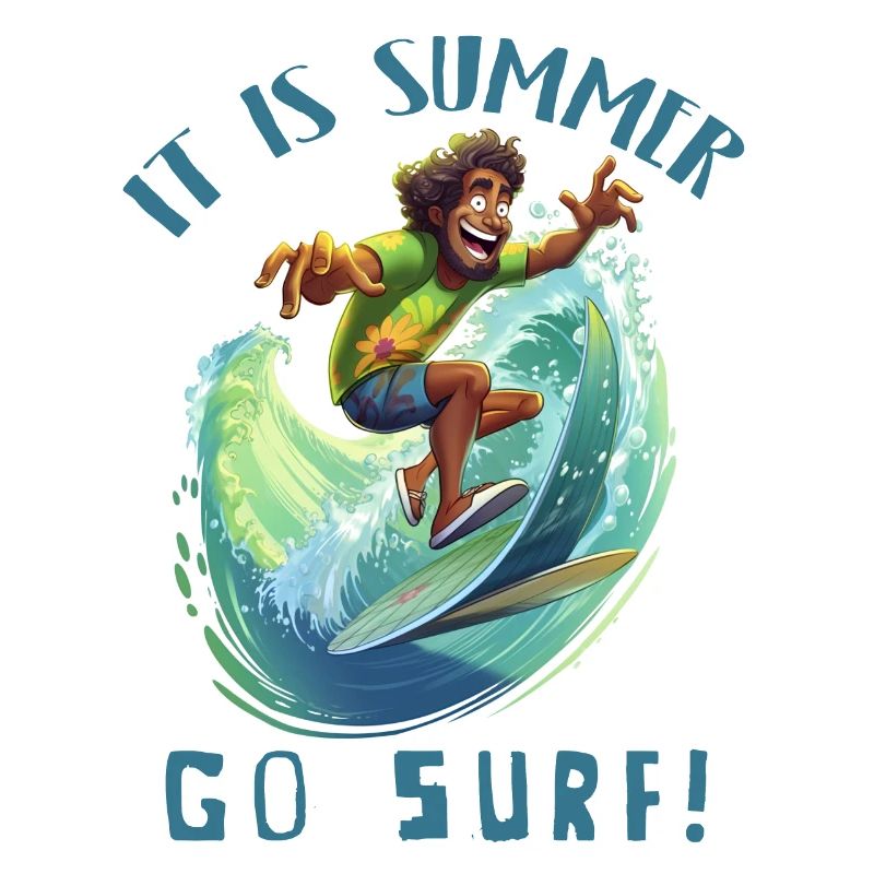 Lustiger Hippie mit einem Surfbrett - Surfer