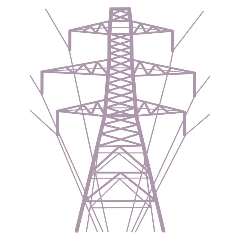 Weiße Strommast-Silhouette