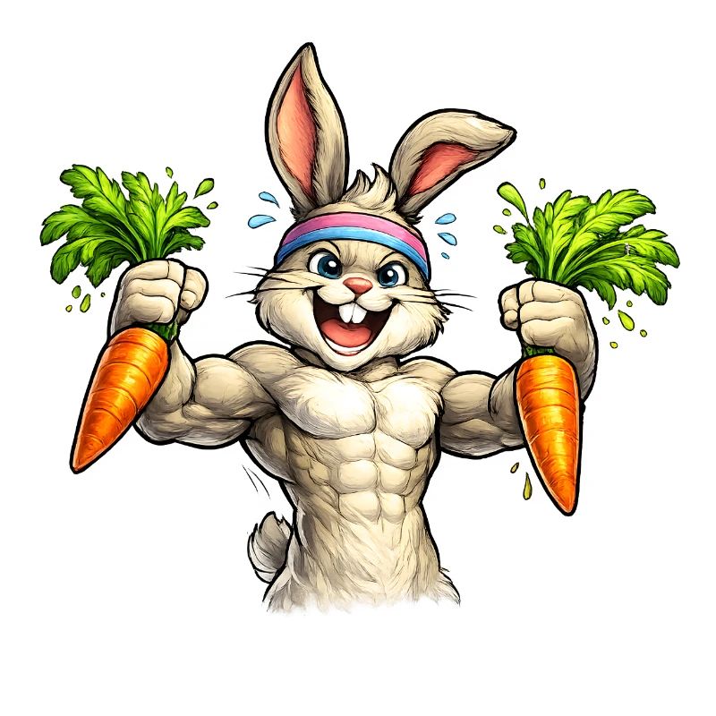 Starker Hase mit Karotten 