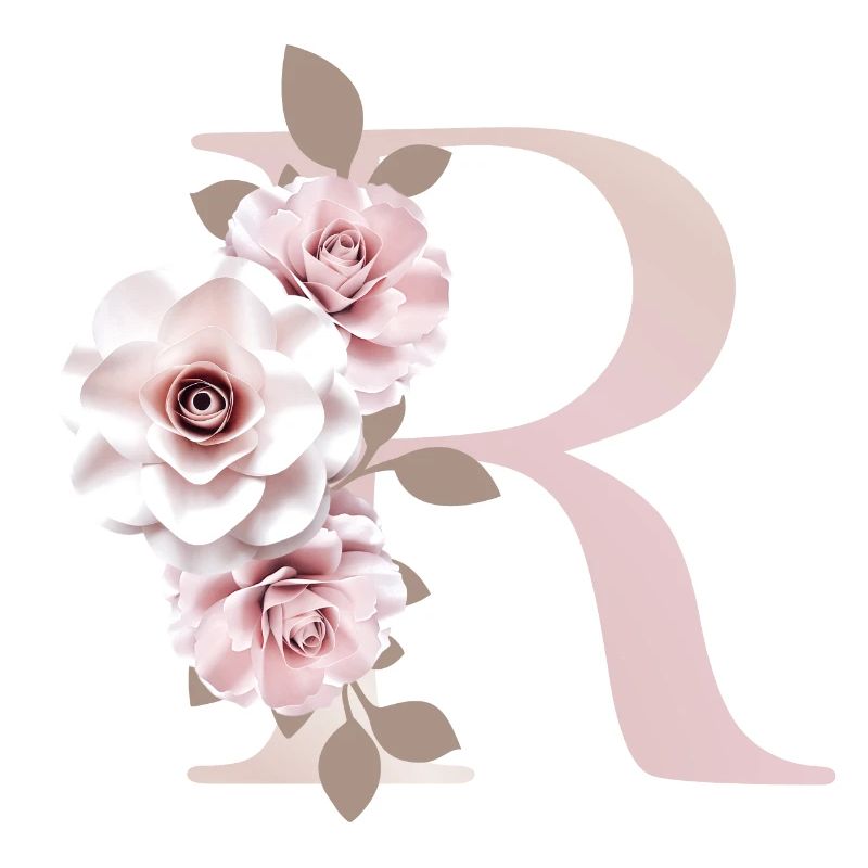 R Buchstabe mit Blumen 3D Effekt