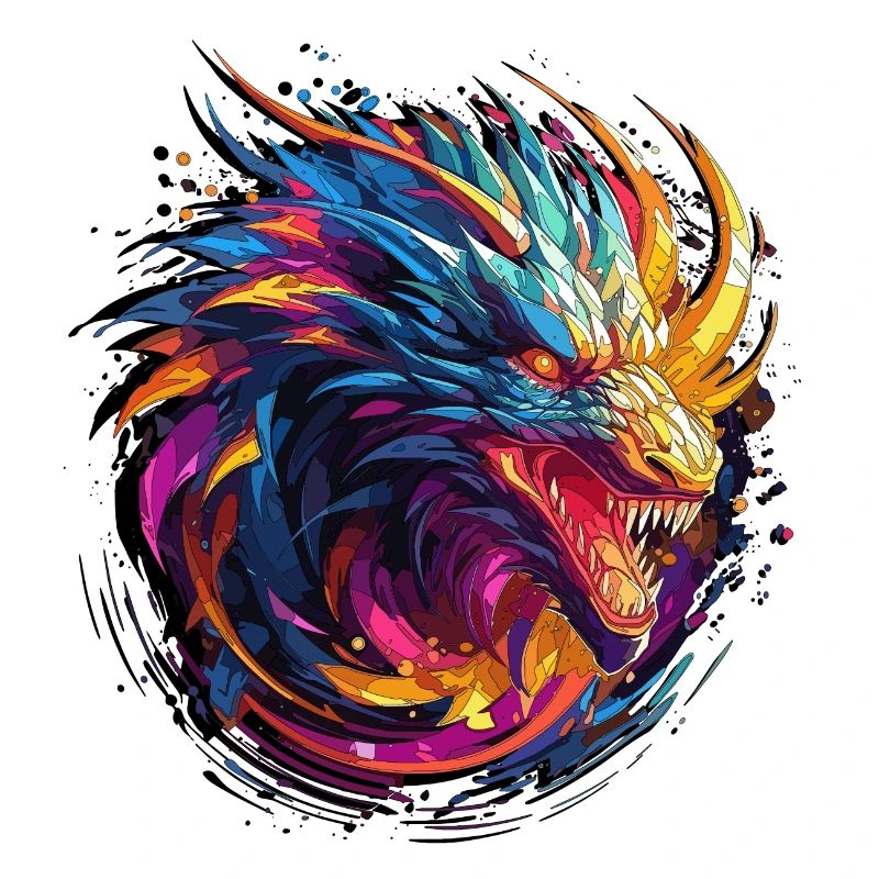 Abstrakter Drache - Geometrisches Drachendesign