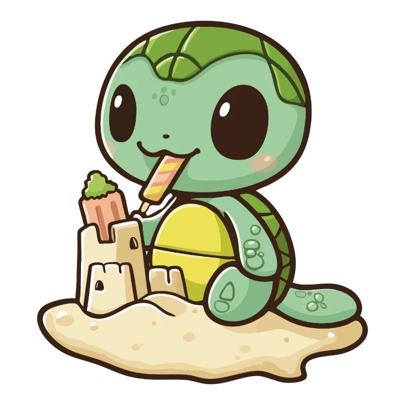Schildkröte isst ein Eis am Stiel