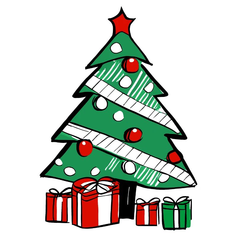 Weihnachtsbaum und Geschenke.