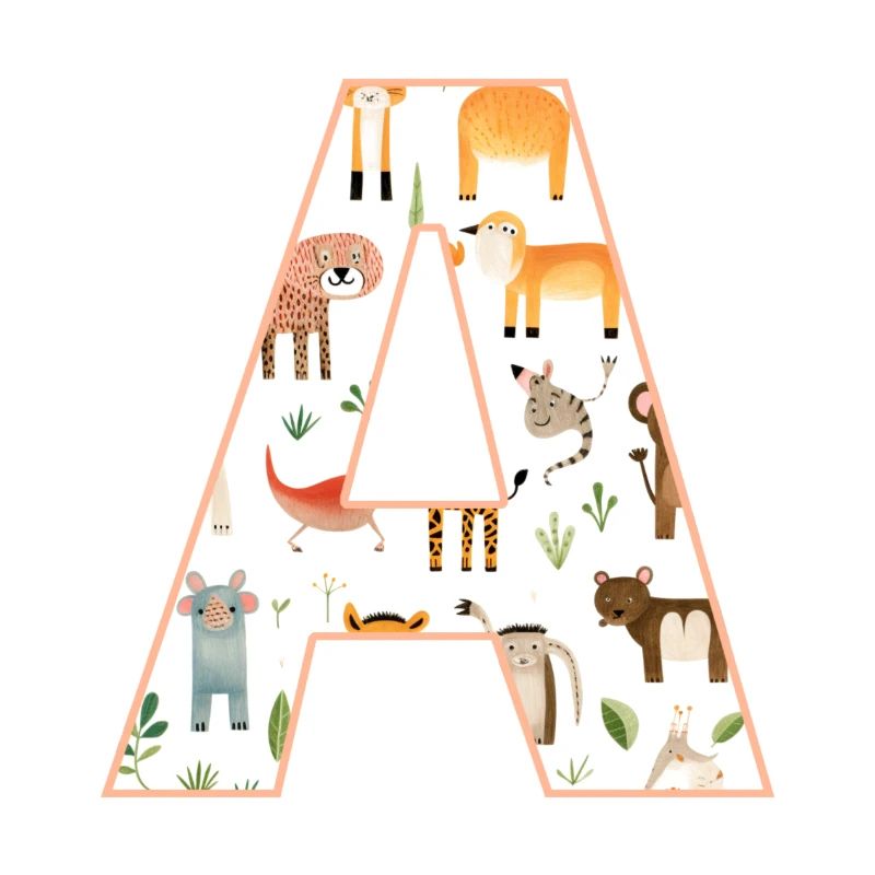 Buchstabe A, Monogramm, Tiermuster